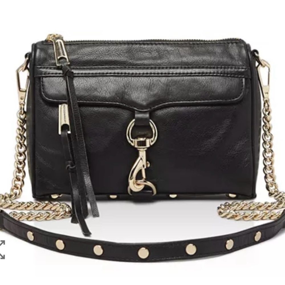Rebecca Minkoff Black Leather Mini MAC bag with GOLD hardware